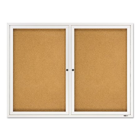 QUARTET Bulletin Board, Natural Cork/Fiberboard, 48x36, Silver Aluminum Frame 2364